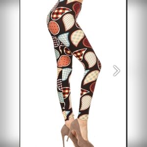 One Size Brown/Neutral Color Pallet Paisley & Plaid Print Leggings